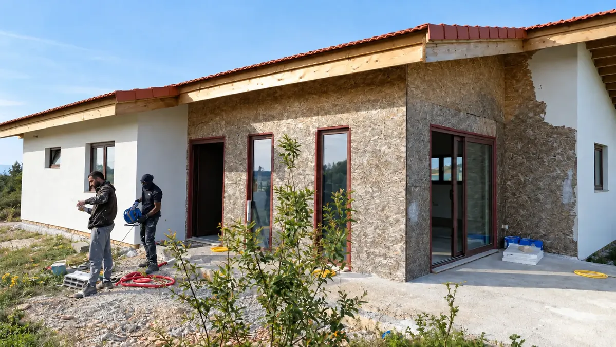 Moradia em trabalhos de revestimento exterior pela JS Remodelações.
